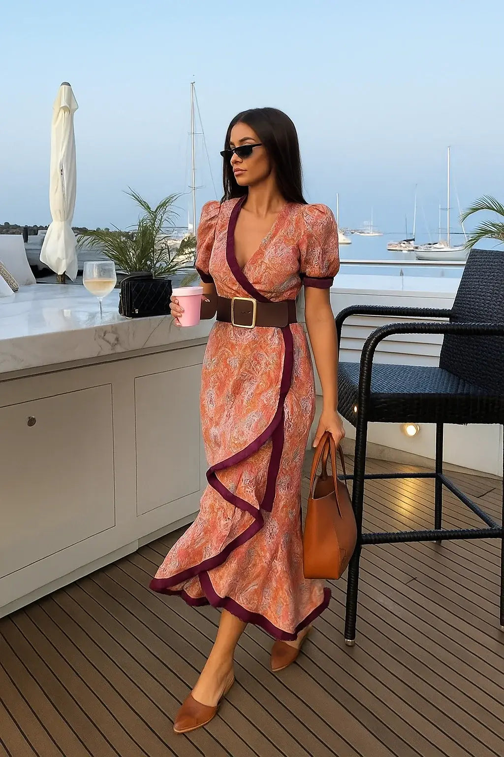 Lovisa | Elegant rosa långklänning