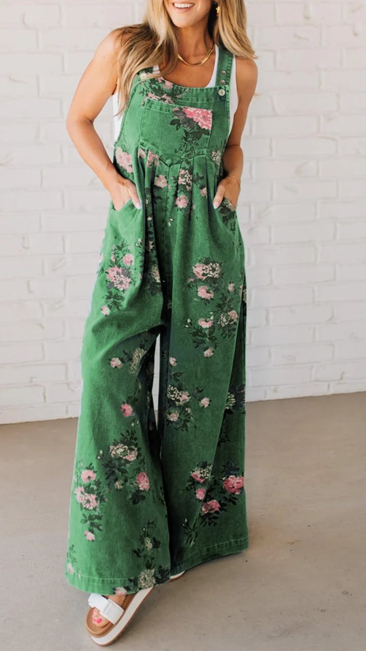 Hedda | Flowy Blommig Dungaree Jumpsuit med Lager-på-lager-passform
