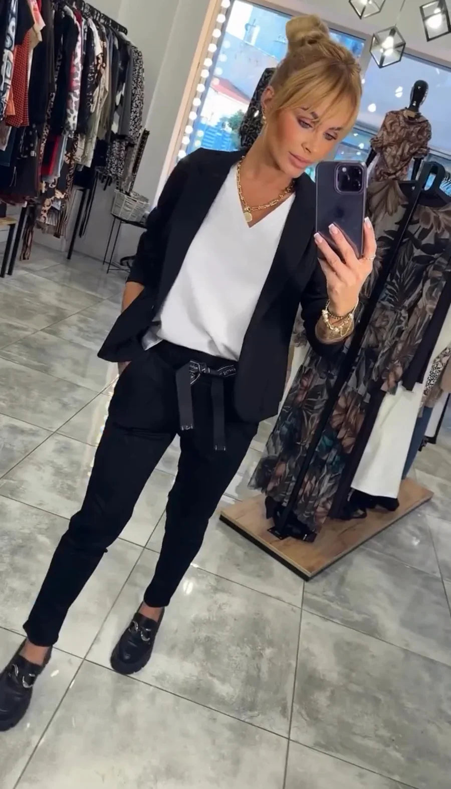 Arielle | Avslappnat set med öppen blazer och avsmalnande joggers
