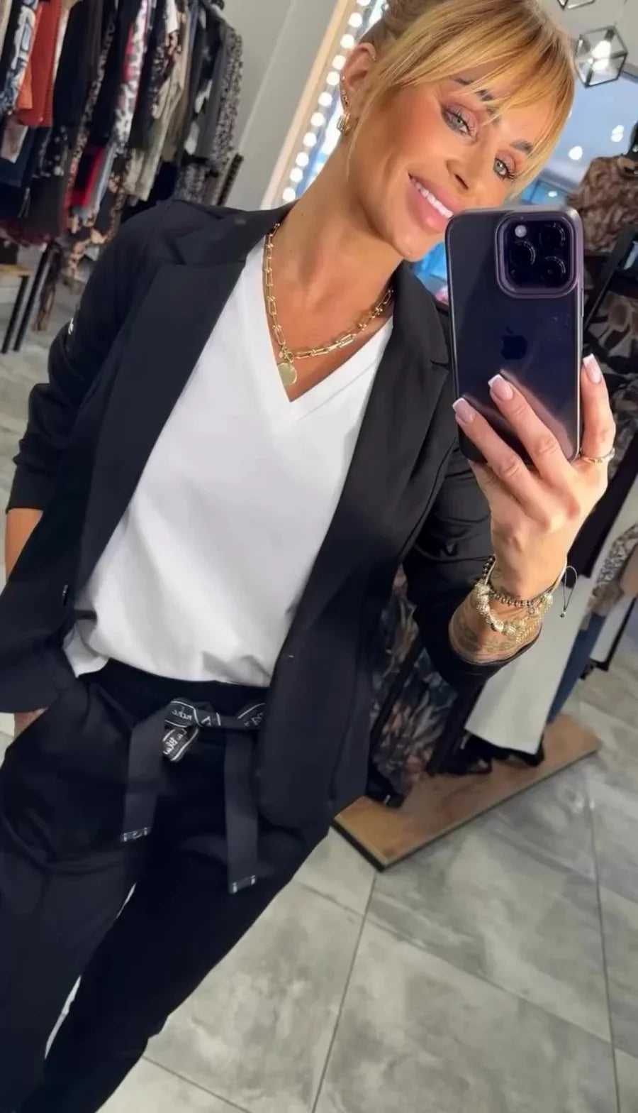 Arielle | Avslappnat set med öppen blazer och avsmalnande joggers