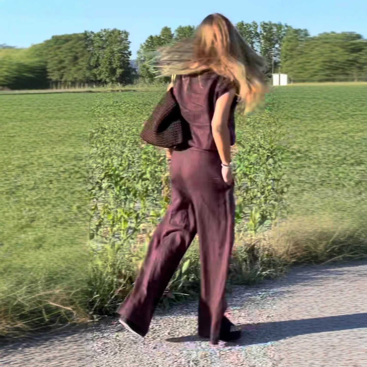 Ilona | Helgset med capärm och vida, flödande byxor