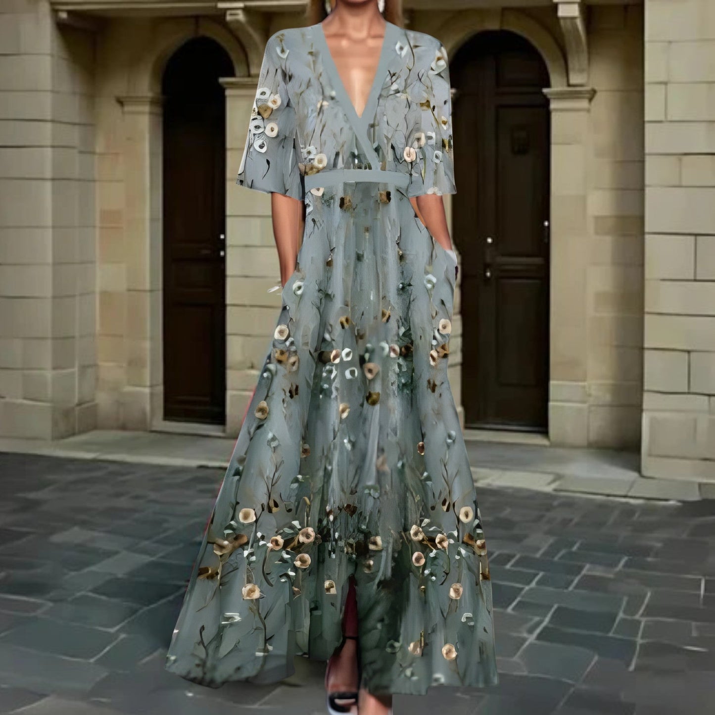 Annelie | Elegant Blommig Maxiklänning