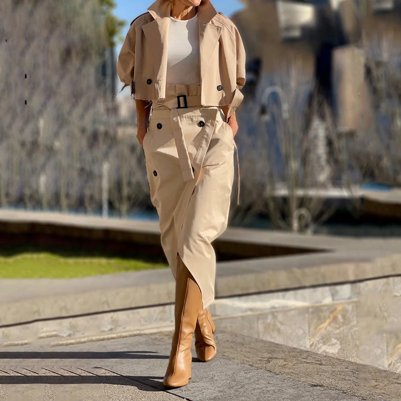 Anna | Chic Trench-inspirerad Tvådelad Set