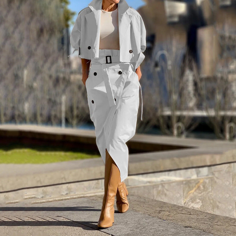 Anna | Chic Trench-inspirerad Tvådelad Set