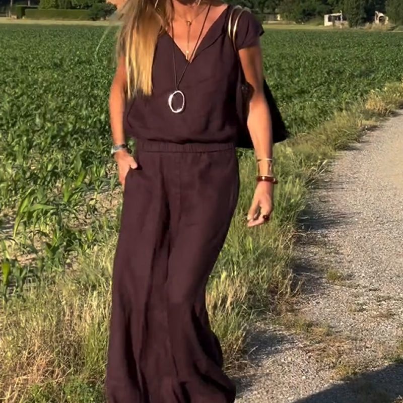 Ilona | Helgset med capärm och vida, flödande byxor