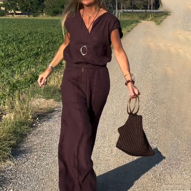 Ilona | Helgset med capärm och vida, flödande byxor
