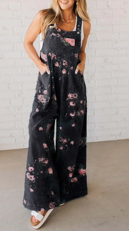 Hedda | Flowy Blommig Dungaree Jumpsuit med Lager-på-lager-passform