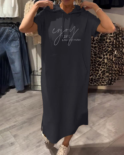 Hilda | Chic streetwear-hoodieklänning med dragskohuva