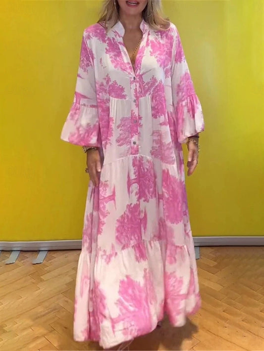 Linnea | Maxi blommig klänning med flöde för kvinnor