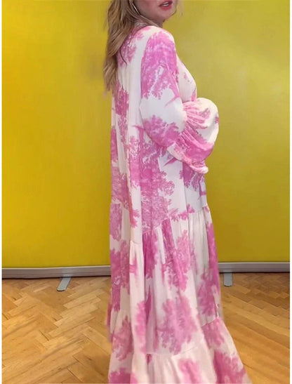 Linnea | Maxi blommig klänning med flöde för kvinnor
