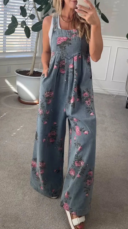 Hedda | Flowy Blommig Dungaree Jumpsuit med Lager-på-lager-passform