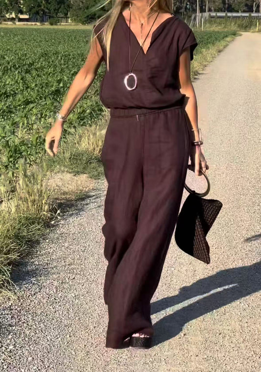 Ilona | Helgset med capärm och vida, flödande byxor