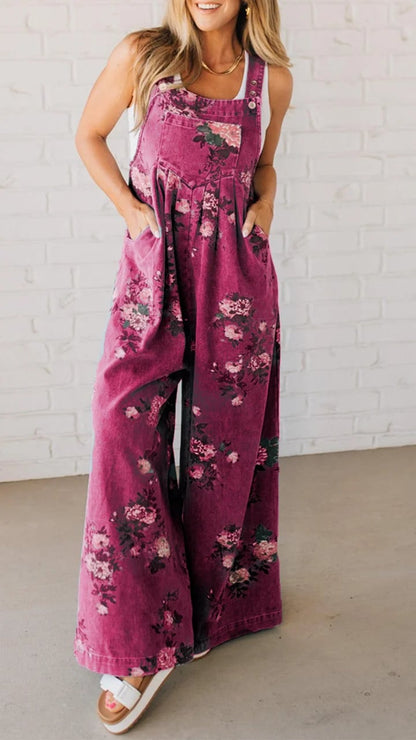 Hedda | Flowy Blommig Dungaree Jumpsuit med Lager-på-lager-passform