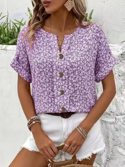Sigrid | Sommarblommande blus med knäppning