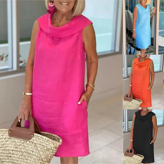 Caterina | Elegant ärmlös klänning med sjalkrage