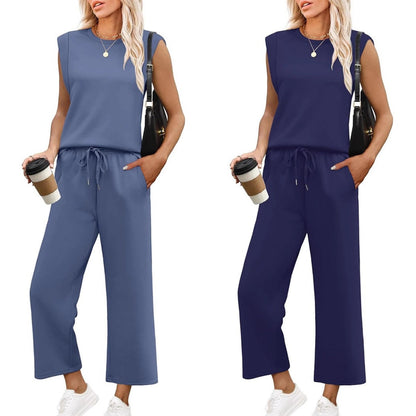 Diana | Dam casual ärm topp vida ben byxor tvådelat set