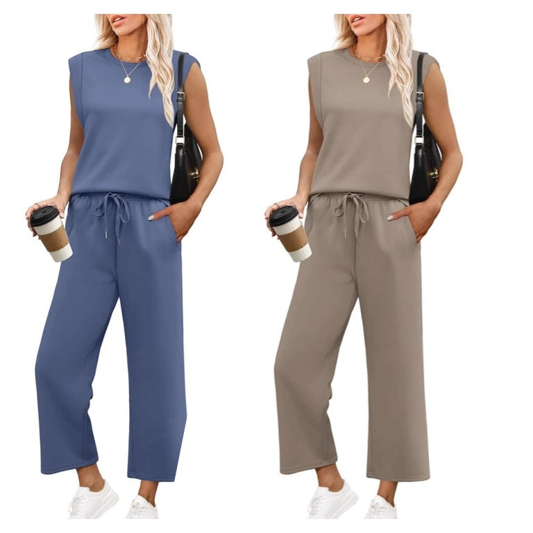 Diana | Dam casual ärm topp vida ben byxor tvådelat set