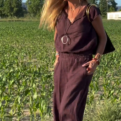 Ilona | Helgset med capärm och vida, flödande byxor