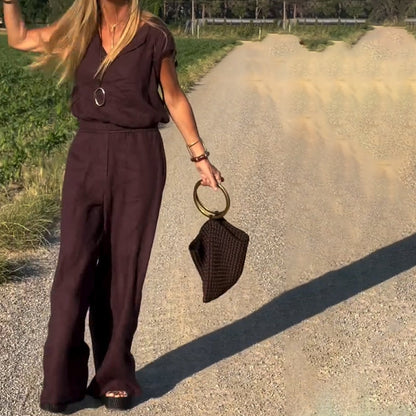 Ilona | Helgset med capärm och vida, flödande byxor